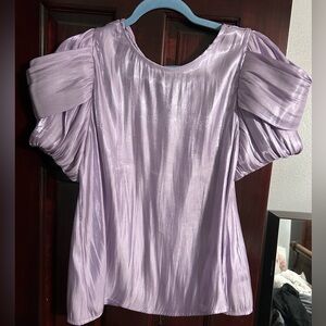 JODIFL Shimmering Lilac Puff Sleeve Blouse